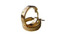 Load image into Gallery viewer, Gold Love Sunken Screw Hoop Earrings 9 Carat Yellow 18mm Diameter
