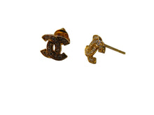 Load image into Gallery viewer, Gold CC Stud Earrings 9 Carat Yellow All Natural Stones Small
