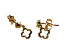 Load image into Gallery viewer, 4 Leaf Clover Drop Earrings 9 Carat Delicate

