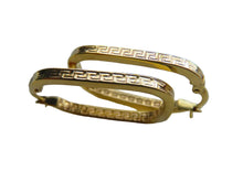 Load image into Gallery viewer, Gold Greek Key Rectangular Hoop Earrings 9 Carat Yellow 30mm
