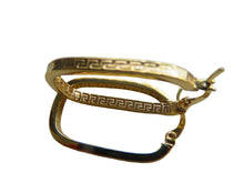 Load image into Gallery viewer, Gold Greek Key Rectangular Hoop Earrings 9 Carat Yellow 30mm
