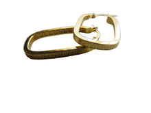 Load image into Gallery viewer, Gold Greek Key Rectangular Hoop Earrings 9 Carat Yellow 30mm
