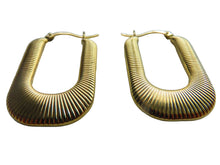 Load image into Gallery viewer, Gold Ribbed Rectangular Unlimited Hoop Earrings 9 Carat Yellow 30mm
