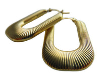 Load image into Gallery viewer, Gold Ribbed Rectangular Unlimited Hoop Earrings 9 Carat Yellow 30mm
