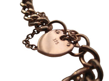 Load image into Gallery viewer, Gold Bracelet Rose 9 Carat With Sunken Screws Heart Charm And Safety Chain
