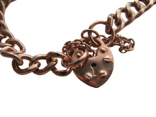 Load image into Gallery viewer, Gold Bracelet Rose 9 Carat With Sunken Screws Heart Charm And Safety Chain
