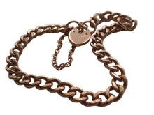 Load image into Gallery viewer, Gold Bracelet Rose 9 Carat With Sunken Screws Heart Charm And Safety Chain
