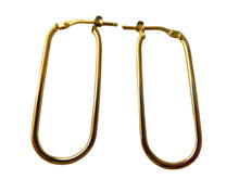 Load image into Gallery viewer, Gold Rectangular Slim Hoop Earrings 9 Carat Yellow 35mm
