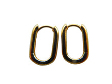 Load image into Gallery viewer, Gold Rectangular Tube Hoop Earrings 9 Carat Yellow 14mm
