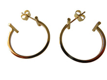 Load image into Gallery viewer, Gold Open Hoop T Earrings  9 Carat Yellow Butterfly Fitting
