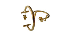 Load image into Gallery viewer, Gold Open Hoop T Earrings  9 Carat Yellow Butterfly Fitting
