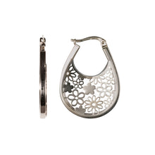 Load image into Gallery viewer, Gold Hoop Earrings Floral 9 Carat Yellow  Oval
