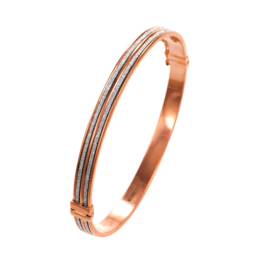 Gold Glitter Bangle 9 Carat Rose Hinged