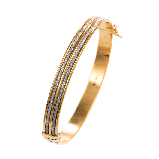 Gold Glitter Bangle 9 Carat Yellow Hinged