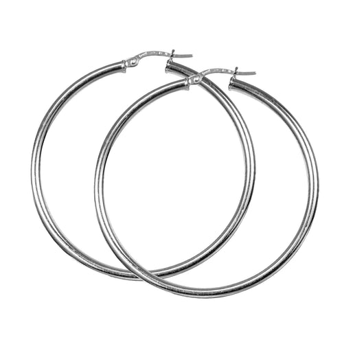 Gold Hoop Earrings 9 Carat White 40mm Tube
