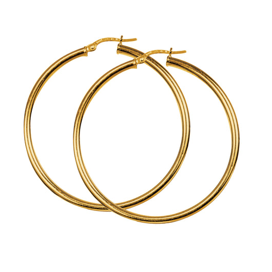 Gold Hoop Earrings 9 Carat Yellow 40mm Tube