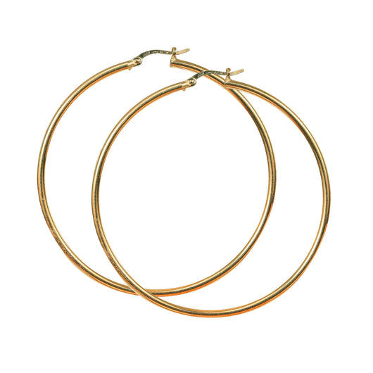 Gold Hoop Earrings 9 Carat Yellow 50mm Tube