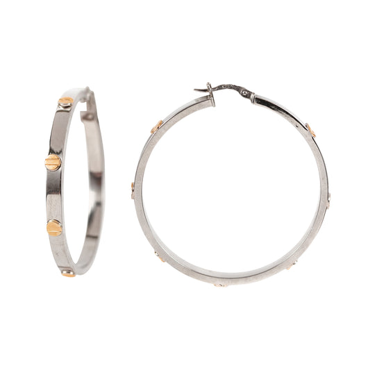 Gold Screw Hoop Earrings 9 Carat White 45mm