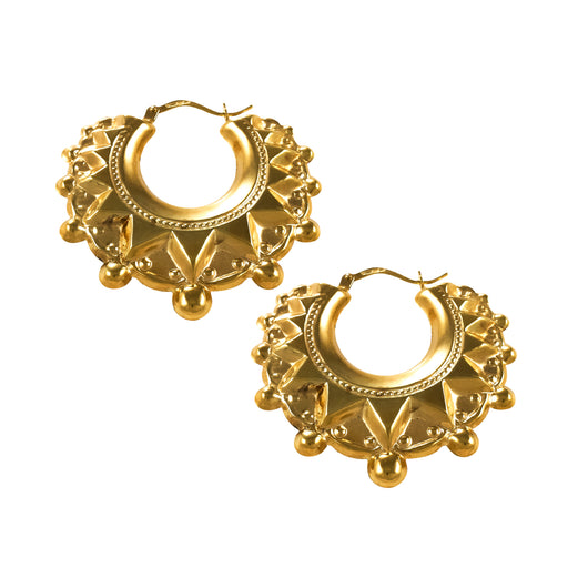 Gold Victorian Hoop Earrings 9 Carat Yellow Creole Extra Large