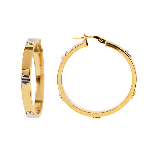Gold Screw Hoop Earrings 9 Carat Yellow 34mm