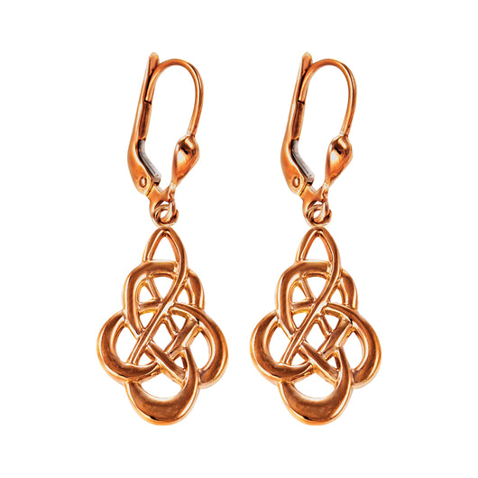 Gold Celtic Drop Earrings Rose 9 Carat