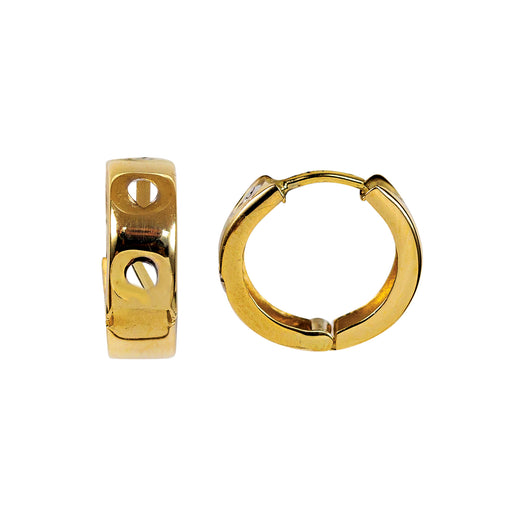 Gold Huggie Hoop Earrings Screw 9 Carat Solid Yellow