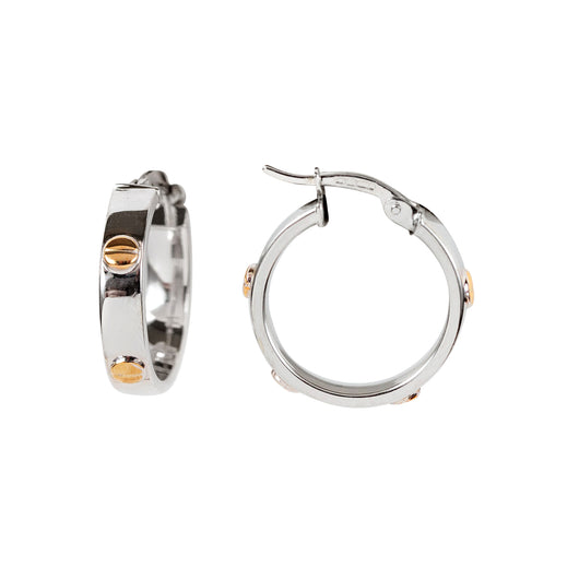 Gold Screw Hoop Earrings 9 Carat White