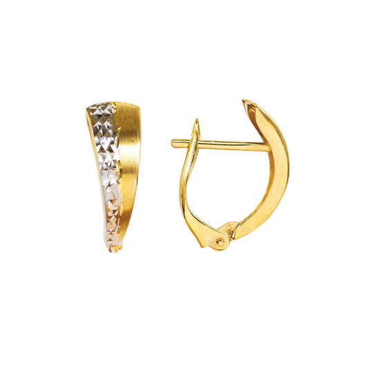 Gold Stud Earrings 9 Carat Solid Yellow & White Diamond Cut