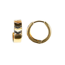 Load image into Gallery viewer, Gold Huggie Hoop Earrings 9 Carat Solid Multi Coloured Diamond Cut V
