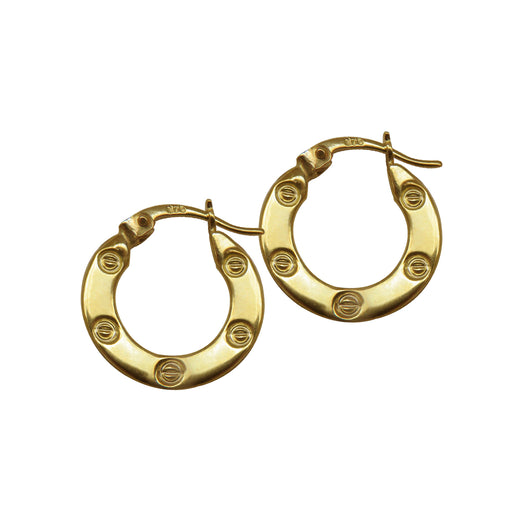 Gold Screw Hoop Earrings 9 Carat Yellow
