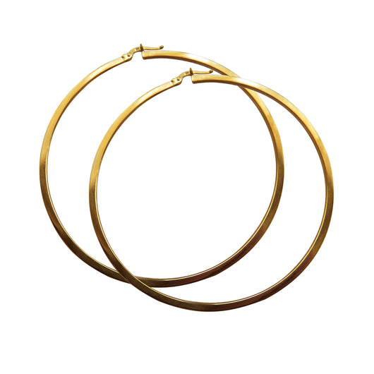 Gold Hoop Earrings 9 Carat Yellow 50mm Flat