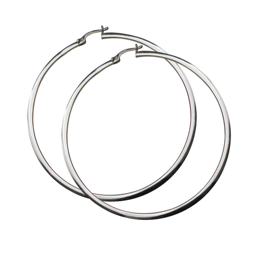 Gold Hoop Earrings 9 Carat White 60mm Flat