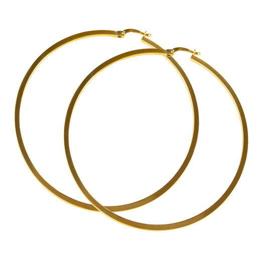 Gold Hoop Earrings 9 Carat Yellow 60mm Flat