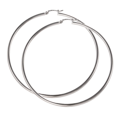 Gold Hoop Earrings 9 Carat White 60mm Tube