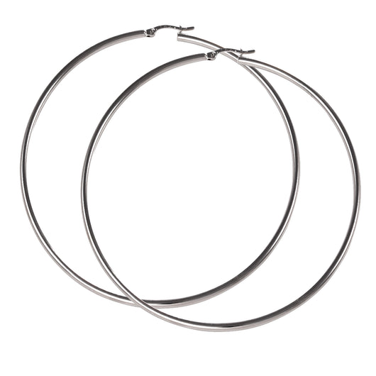 Gold Hoop Earrings 9 Carat White 70mm Tube