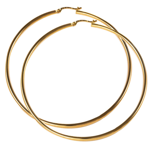 Gold Hoop Earrings 9 Carat Yellow 70mm Tube