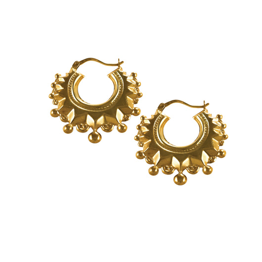 Gold Victorian Hoop Earrings 9 Carat Yellow Creole Medium