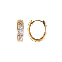 Load image into Gallery viewer, Gold Huggie Hoop Earrings 9 Carat Yellow cz
