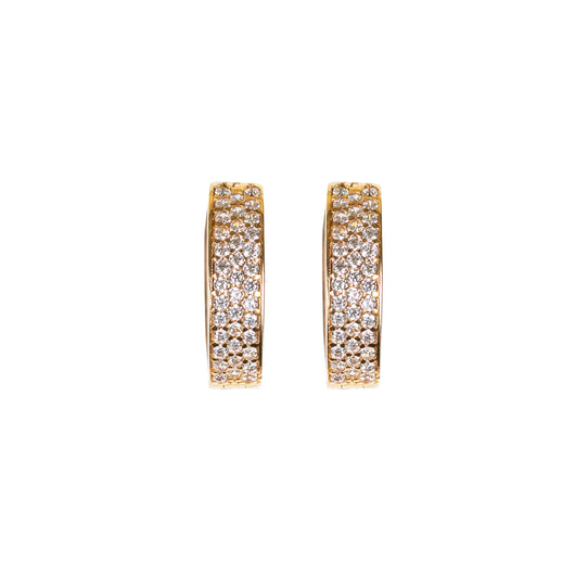 Gold Huggie Hoop Earrings 9 Carat Yellow cz