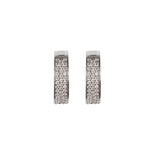 Gold Huggie Hoop Earrings 9 Carat White cz