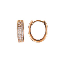 Load image into Gallery viewer, Gold Huggie Hoop Earrings 9 Carat Rose cz
