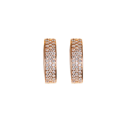 Gold Huggie Hoop Earrings 9 Carat Rose cz