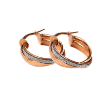 Load image into Gallery viewer, Gold Hoop Earrings Glitter 9 Carat White Crossover Moondust
