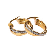 Load image into Gallery viewer, Gold Hoop Earrings Glitter 9 Carat Yellow Crossover Moondust
