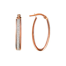 Load image into Gallery viewer, Gold Hoop Earrings Glitter 9 Carat Yellow Moondust Oval
