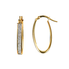 Load image into Gallery viewer, Gold Hoop Earrings Glitter 9 Carat Yellow Moondust Oval
