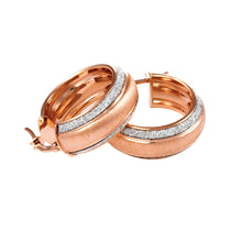 Load image into Gallery viewer, Gold Hoop Earrings Glitter 9 Carat Yellow Moondust Medium Double
