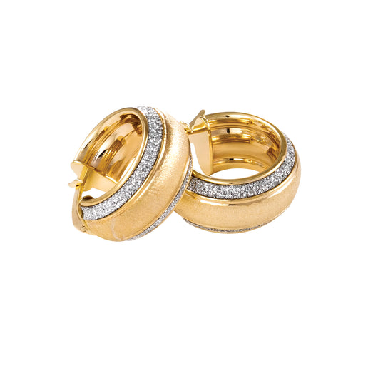 Gold Hoop Earrings Glitter 9 Carat Yellow Moondust Small Double