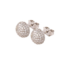 Load image into Gallery viewer, Gold Dome Stud Earrings 9 Carat White CZ
