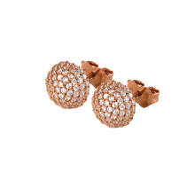 Load image into Gallery viewer, Gold Dome Stud Earrings 9 Carat White CZ
